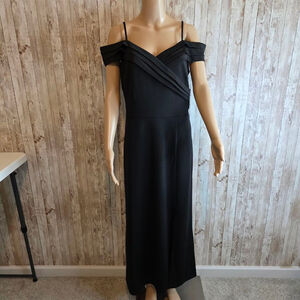 Alexa B Nites Women's Off Shoulder Side Slit Formal Dress Gown